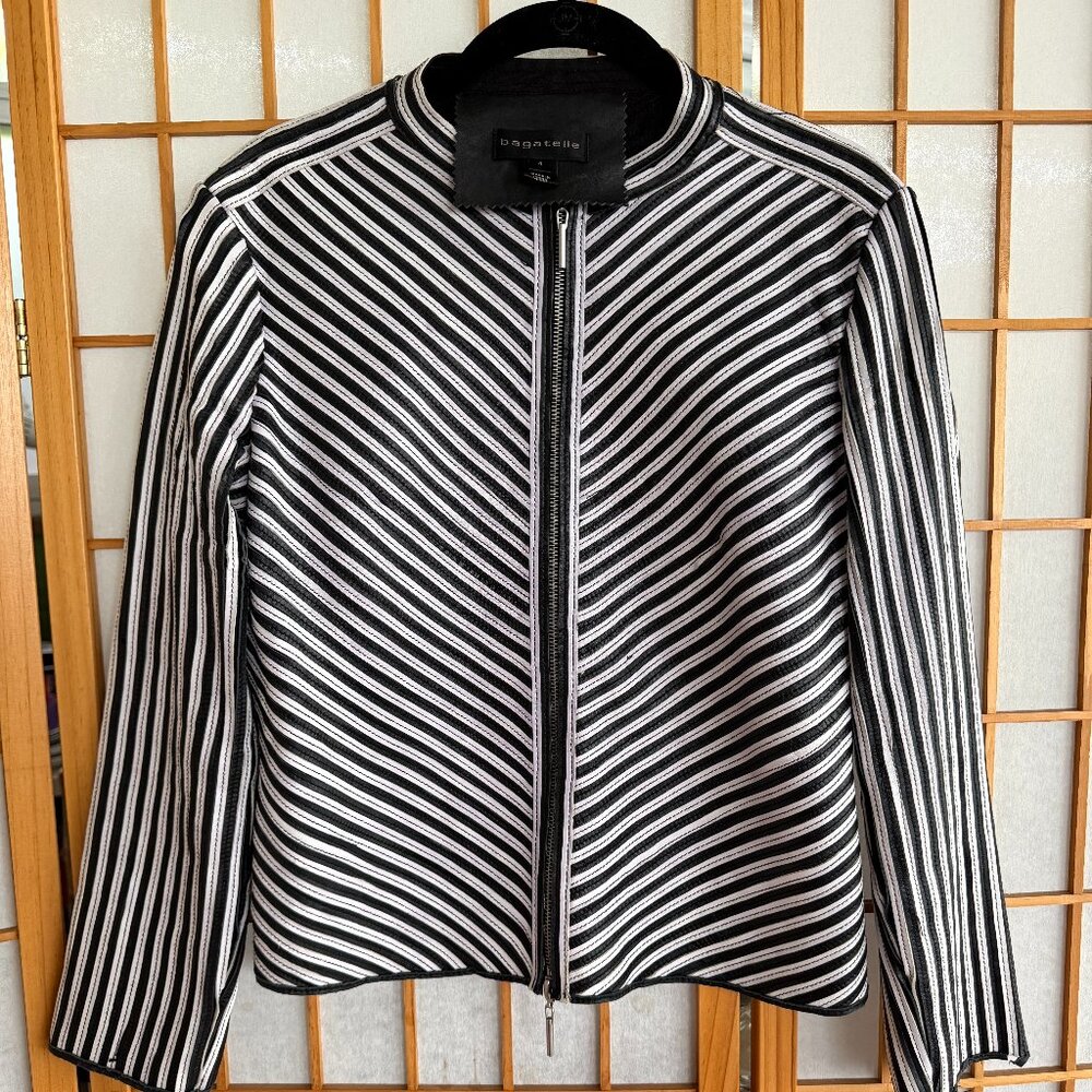 Bagatelle Stretch Leather Stripe Jacket